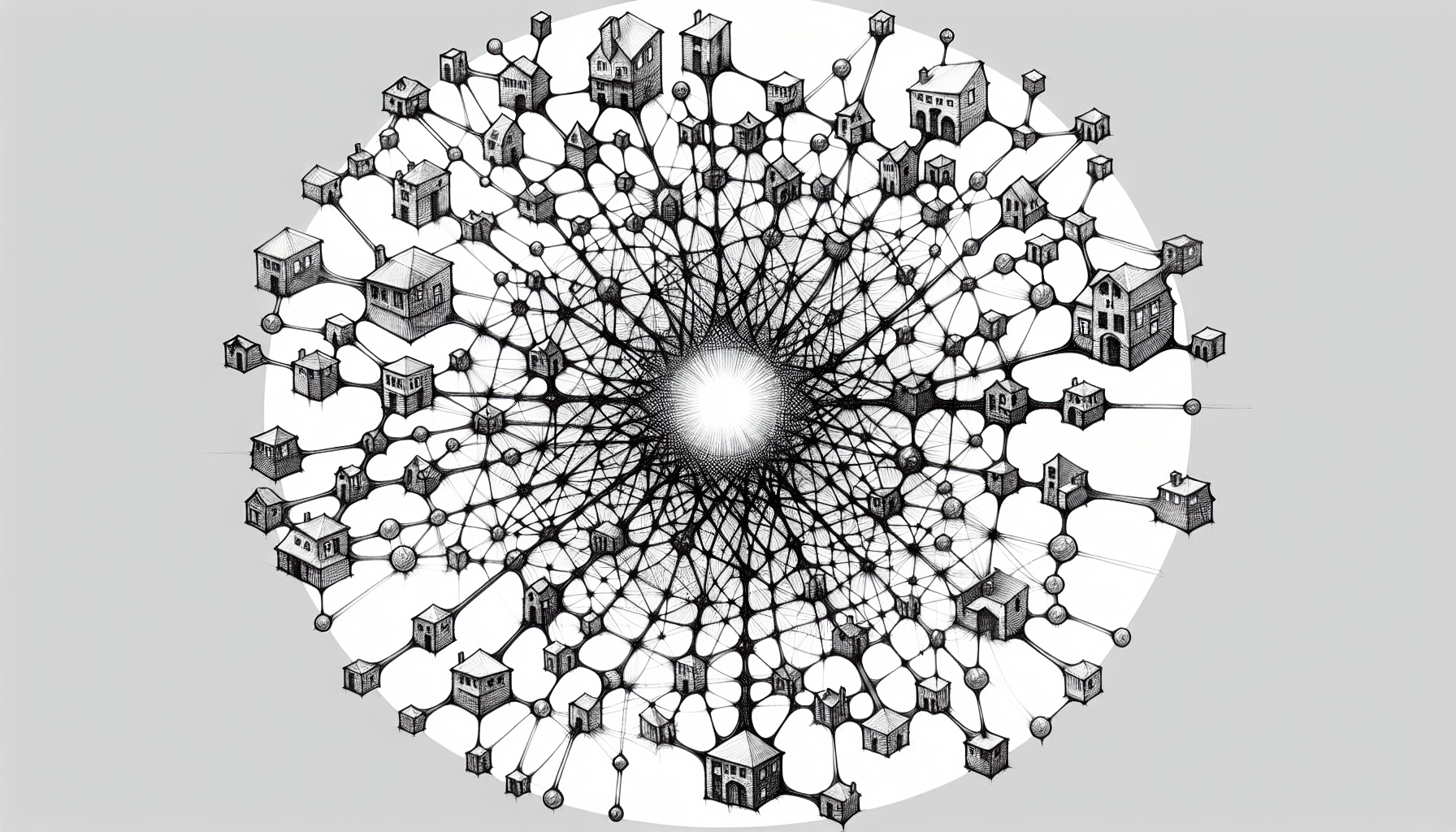 Conceptual pencil sketch illustration of an organic network showing how ABA practice parent referrals spread naturally through connected relationships