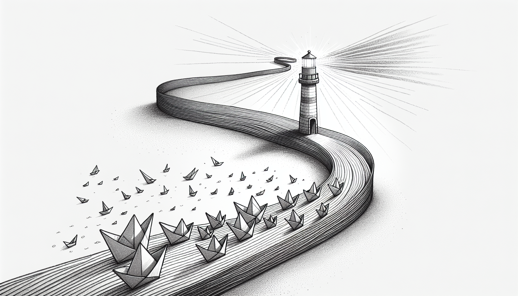 Conceptual pencil sketch illustration depicting ABA therapy waitlist indicators through a metaphorical queue path leading to an illuminated entrance
